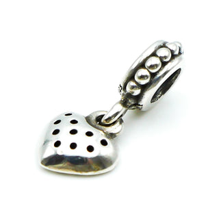 Pandora Pave Heart Sterling Silver Dangle Charm With Red Pave Zirconia
