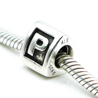 PANDORA Alphabet Letter P Sterling Silver Charm Bead