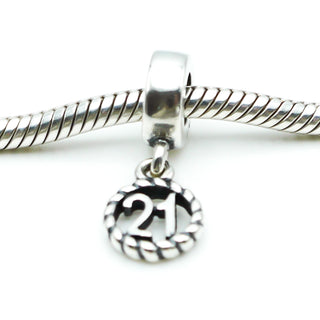 PANDORA 21st Birthday Sterling Silver Dangle Charm