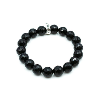 MILANO 7-Inch Obsidian Charm Bracelet With Sterling Silver Charm Holder