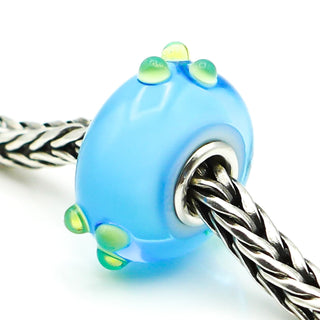 TROLLBEADS Turquoise Green Spring Bud Glass Bead Sterling Silver Core Charm