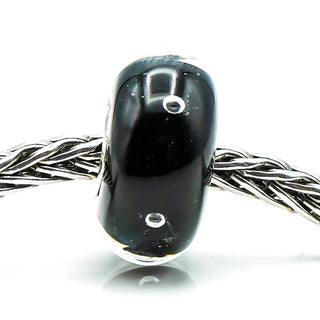 TROLLBEADS Black Bubbles Glass Bead Sterling Silver Core Charm