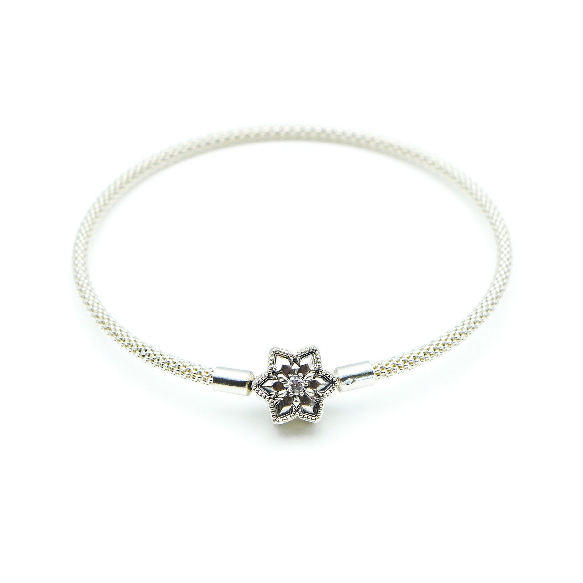 Asymmetric Star Clasp Snake Chain Bracelet, 19cm | Pandora Moments