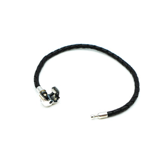 SOUFEEL 6.9-Inch Black Leather Bracelet With Sterling Silver Clasp