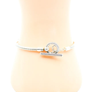 PANDORA Moments 7.5-Inch T-Bar Sterling Silver Snake Chain Bracelet With T-Bar Double Circle Closure