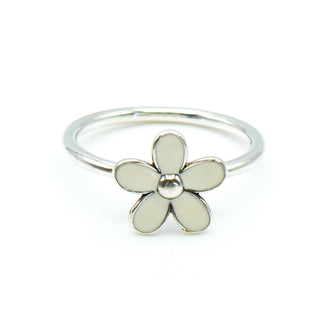 PANDORA Size 6 (52) Darling Daisy Sterling Silver Ring With White Enamel
