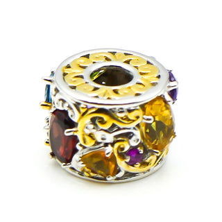 GEMS ON VOGUE Multi Gemstone Two-Tone Slider Charm With 18K Gold Plating