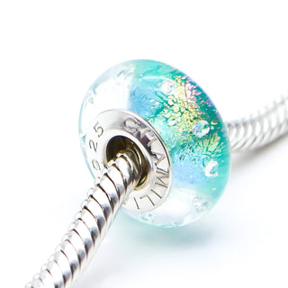 CHAMILIA Teal Shimmer Sterling Silver Murano Glass Charm