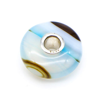 TROLLBEADS Turquoise Striped Agate Gemstone Bead Sterling Silver Core Charm