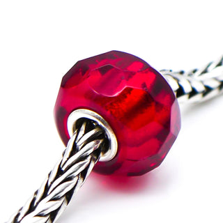 TROLLBEADS Red Prism Glass Bead Sterling Silver Core Charm