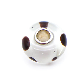 TROLLBEADS Black Spot Glass Bead Sterling Silver Core Charm