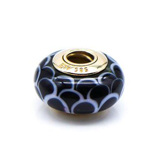 PANDORA RARE Black Lotus Murano Glass Charm With 14K Gold Core