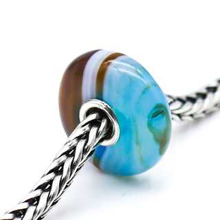 TROLLBEADS Turquoise Striped Agate Gemstone Bead Sterling Silver Core Charm