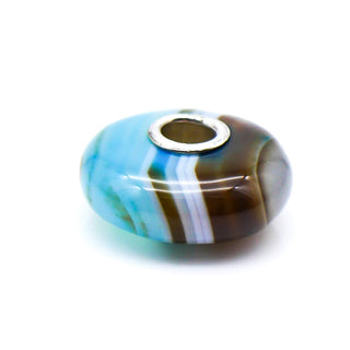 TROLLBEADS Turquoise Striped Agate Gemstone Bead Sterling Silver Core Charm
