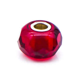 TROLLBEADS Red Prism Glass Bead Sterling Silver Core Charm