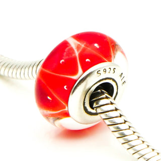Pandora Coral Murano Looking Glass Sterling Silver Charm