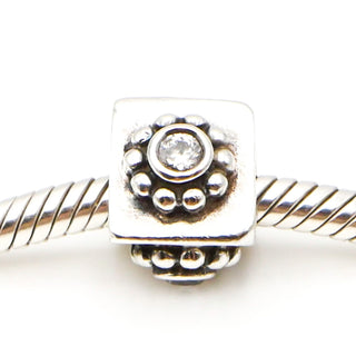 PANDORA RARE Sterling Silver Charm With Clear CZ