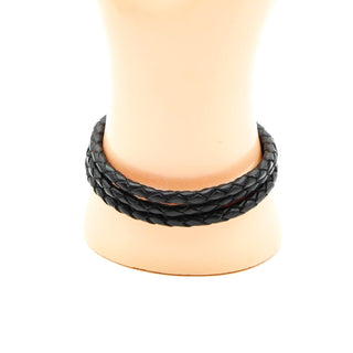 MICHAEL DAWKINS 8-Inch Starry Night Braided Black Leather & Sterling Silver Toggle Bracelet