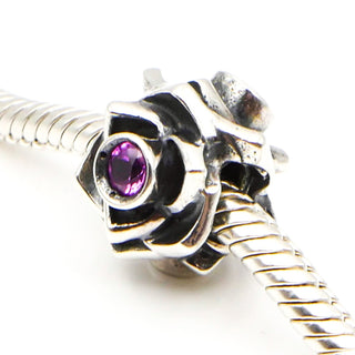 CHAMILIA Rose Sterling Silver Charm Bead With Purple Swarovski Crystals