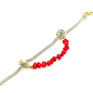 GEMS ON VOGUE Two-Tone Red Coral Safety Chain Charm With 18K Gold Plated Sterling Silver