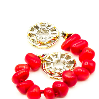 GEMS ON VOGUE Two-Tone Red Coral Safety Chain Charm With 18K Gold Plated Sterling Silver