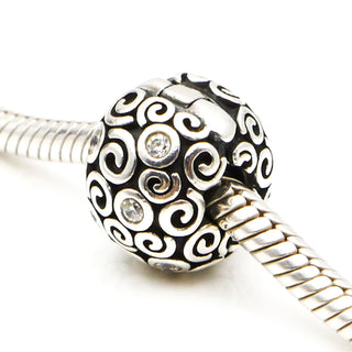 PANDORA Abstract Swirls Clear Cubic Zirconia Sterling Silver Clip Charm
