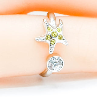 Sterling Silver Yellow Starfish Cuff Ring Size 3.5