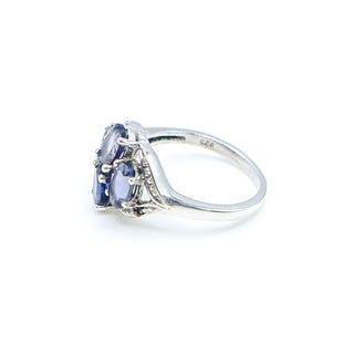 Sterling Silver Tanzanite And Diamond Ring Size 5