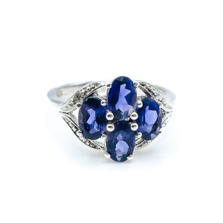 Sterling Silver Tanzanite And Diamond Ring Size 5