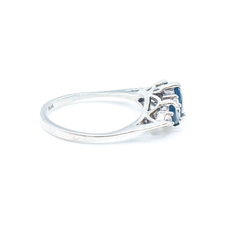 Sterling Silver Sapphire & Cubic Zirconia Ring Size 6