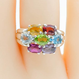 Sterling Silver Size 6 Multi-Gemstone Ring