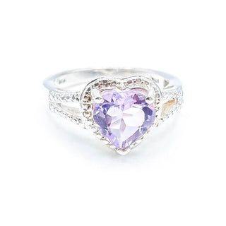 Sterling Silver Amethyst Heart Ring Size 7