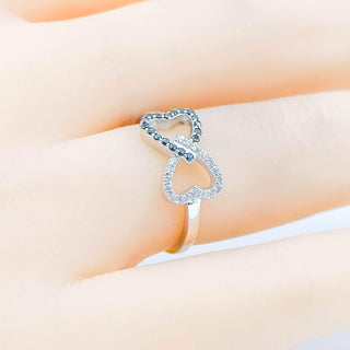 Sterling Silver Interlocking Hearts Ring With Cz Size 5.75