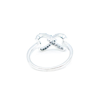 Sterling Silver Interlocking Hearts Ring With Cz Size 5.75