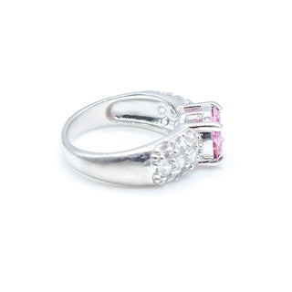 Sterling Silver Pink Sapphire and White Topaz Ring Size 7