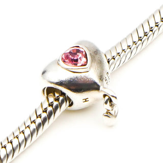 CHAMILIA Smitten Heart Sterling Silver Charm With Pink Swarovski Crystals